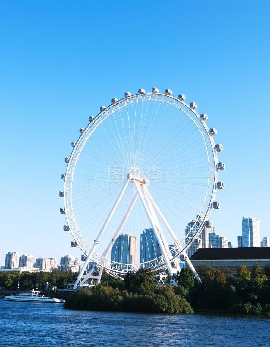 天津摩天輪,天津之眼在白天城市景觀
